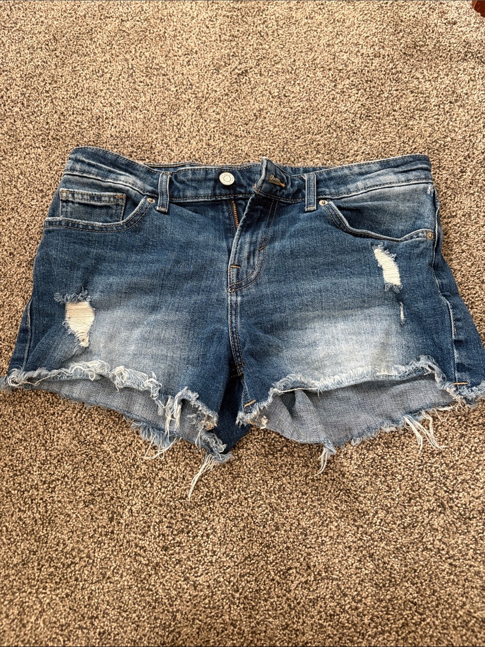 Lucky Brand Women's Distressed Dark Blue Denim Shorts